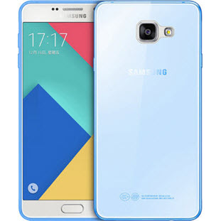 Gecko силиконовый для Samsung Galaxy A3 2016 (глянцевый прозрачный синий)