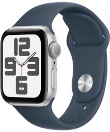 Умные часы Apple Watch SE (2024) 40mm Silver Aluminium Case with Storm Blue Sport Band (GPS) (размер S/M)
