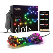 Программируемая светодиодная лента 10 м - Twinkly Dots (Multicolor edition) - 200 шт. RGB + BT + Wi-Fi ( TWD200STP-BEU ) ( черный провод )