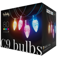 Электрическая гирлянда Twinkly C9 Lights, 80 RGB диодов, зеленый провод, BT+WiFi, Gen II, IP44